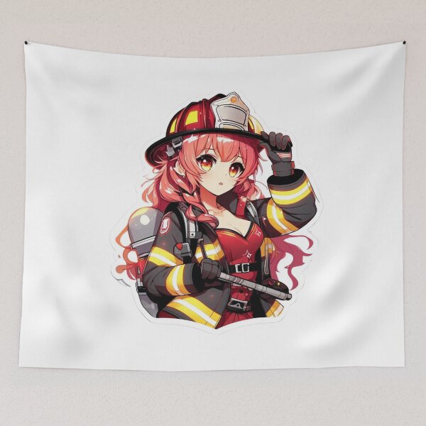 Item preview, Anime Style Female Firefighter designed and sold by BrinaandPops.