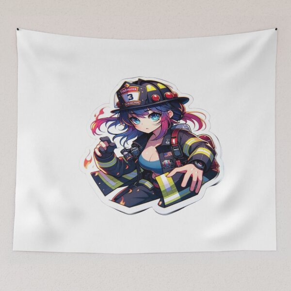 Item preview, Anime Style Female Firefighter designed and sold by BrinaandPops.