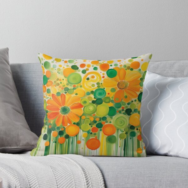 Item preview, Watercolor Abstract Flowers Painting, Contemporary Painting in Yellow Irange Green Colors designed and sold by MyArt23.