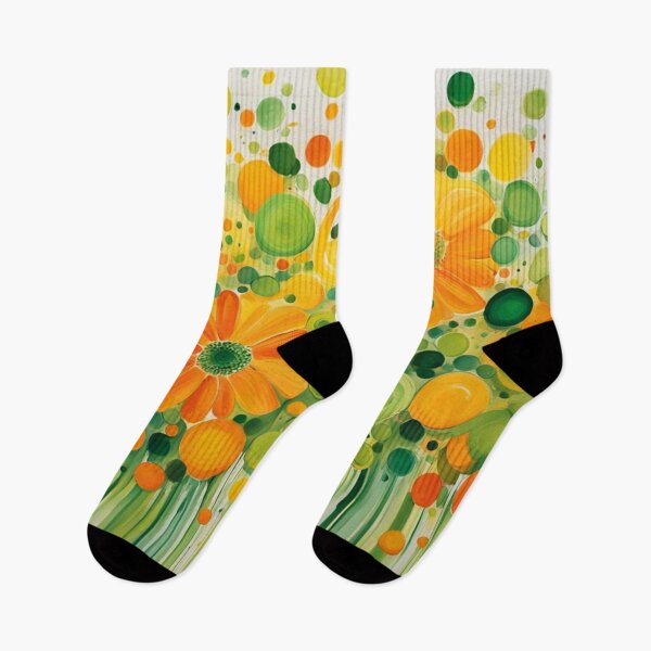 Item preview, Watercolor Abstract Flowers Painting, Contemporary Painting in Yellow Irange Green Colors designed and sold by MyArt23.