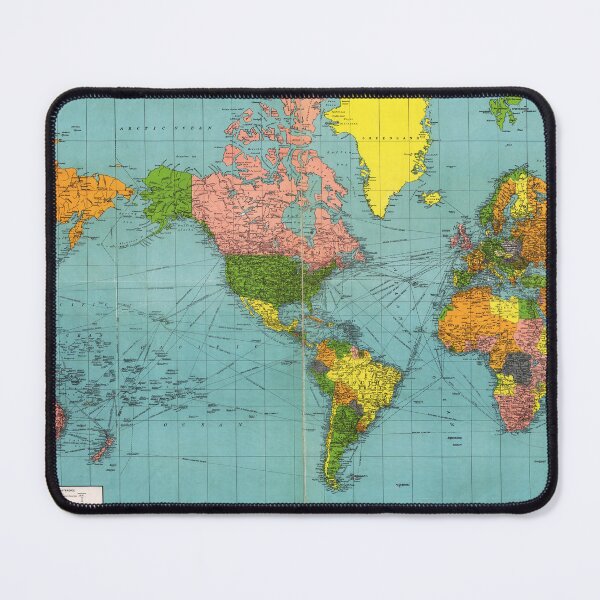 Item preview, Vintage Colorful World Map, Blue Green Pink Yellow, Boho  designed and sold by easteuromaps.
