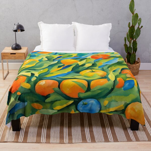 Item preview, Watercolor Abstract Fruits Painting, Contemporary Painting in Blue Green Orange Yellow Colors designed and sold by MyArt23.