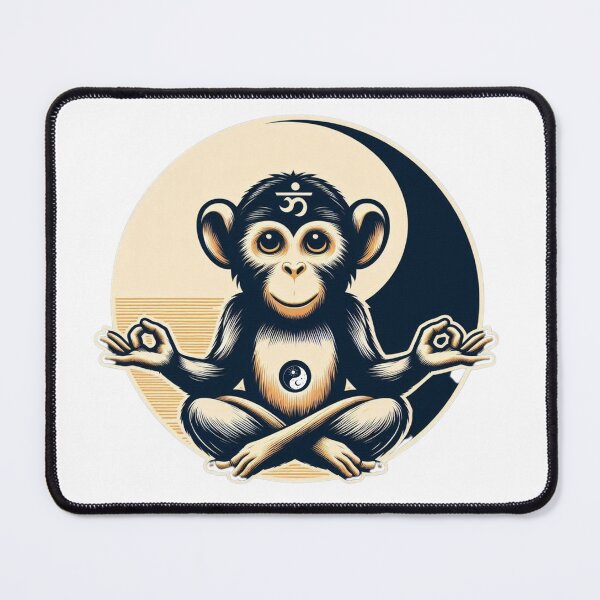 Item preview, Monkey Meditation Namaste for Positive Chi designed and sold by silklotus.