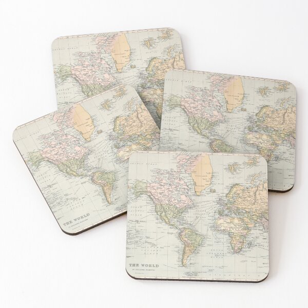 Item preview, Vintage Map of the World, America Centric Map of the World, Beige Colours, Bohemian World Map  designed and sold by easteuromaps.