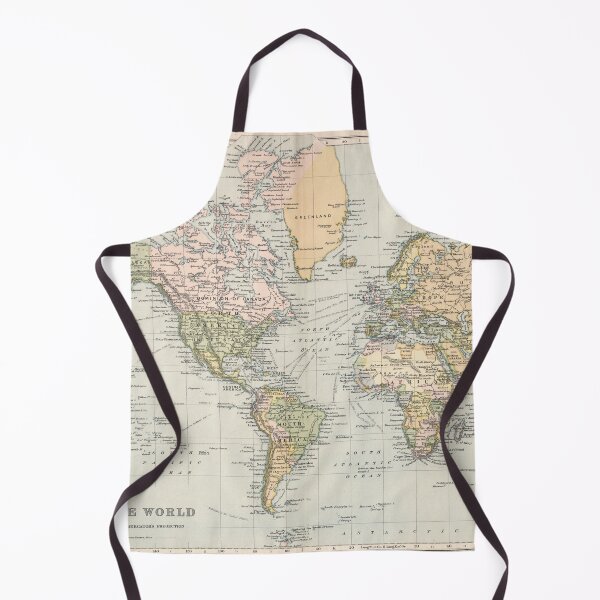 Item preview, Vintage Map of the World, America Centric Map of the World, Beige Colours, Bohemian World Map  designed and sold by easteuromaps.