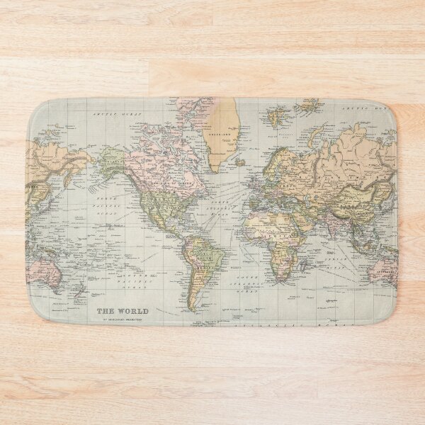 Item preview, Vintage Map of the World, America Centric Map of the World, Beige Colours, Bohemian World Map  designed and sold by easteuromaps.