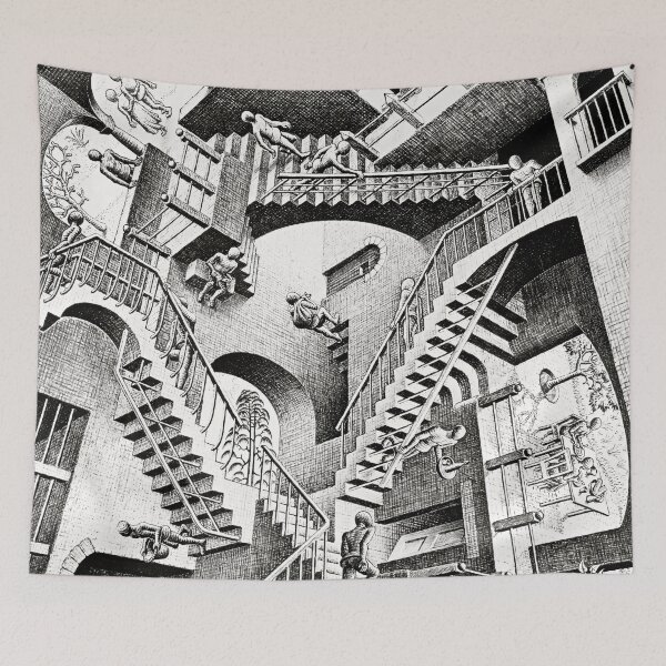 Item preview, Relativity, Maurits Cornelis Escher Print, Dutch Graphic Artist, Optical Illusion, Imp-Art, M. C. Escher Gift, Maurits Escher Art designed and sold by Artistic Gift Print.