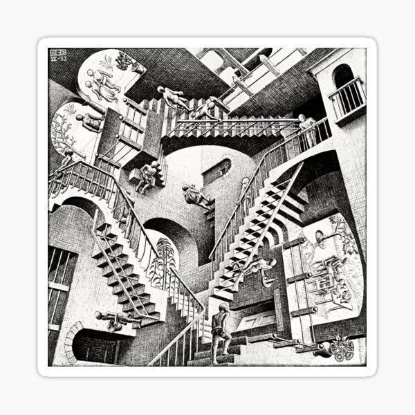 Item preview, Relativity, Maurits Cornelis Escher Print, Dutch Graphic Artist, Optical Illusion, Imp-Art, M. C. Escher Gift, Maurits Escher Art designed and sold by Artistic Gift Print.