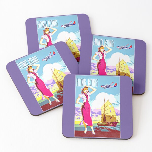 Item preview, Hong Kong Sailing Junk Airplane Scenery 1940s Travel designed and sold by RocketshipRetro.