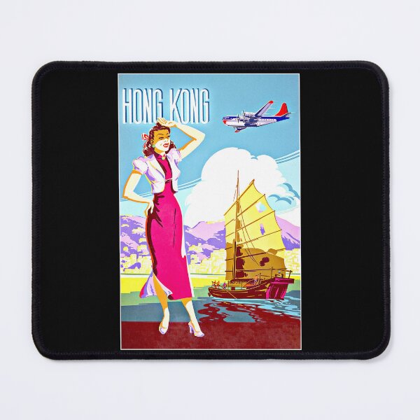 Item preview, Hong Kong Sailing Junk Airplane Scenery 1940s Travel designed and sold by RocketshipRetro.
