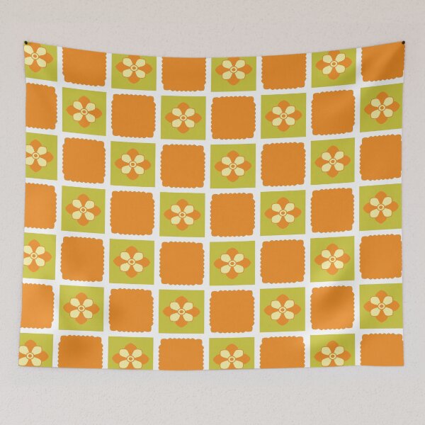 Item preview, block pattern of flowers and square with wavy sides designed and sold by KafassDesigns.