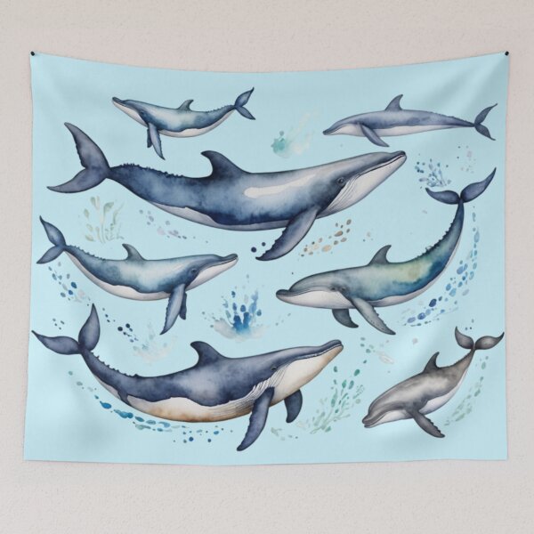 Item preview, Watercolor Blue whale , sea animal Whales and dolphins designed and sold by SOUFIANE1991.
