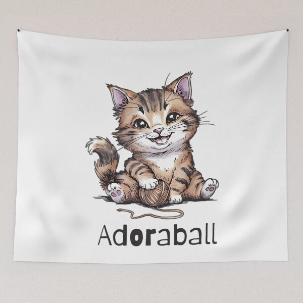 Item preview, An adorable cute cat playing with a woolen ball  designed and sold by HopInStyle31.