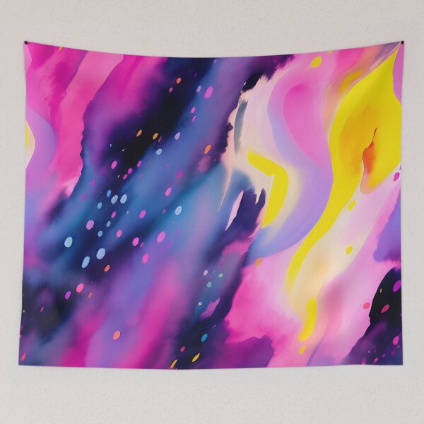 Item preview, Pink Blue Purple Lavender Yellow Abstract Dotted Smoke Waves Pattern designed and sold by kathrynchill.