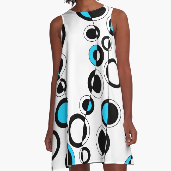 Item preview, Retro 60's Mod Circles Minimal Abstract in Black, White and Blue designed and sold by MellowCat.