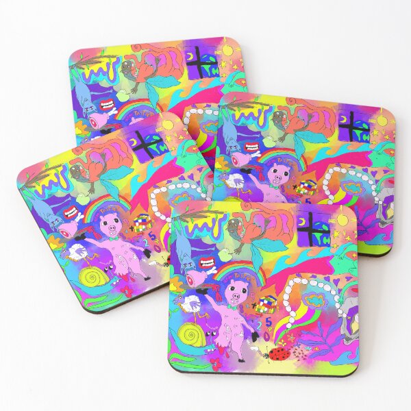 Item preview, 'Snail's Pace' Colorful Funny Cartoon ft. Pig, Oyster, Pearls, Bat + Mermaid designed and sold by Venus-in-Virgo.
