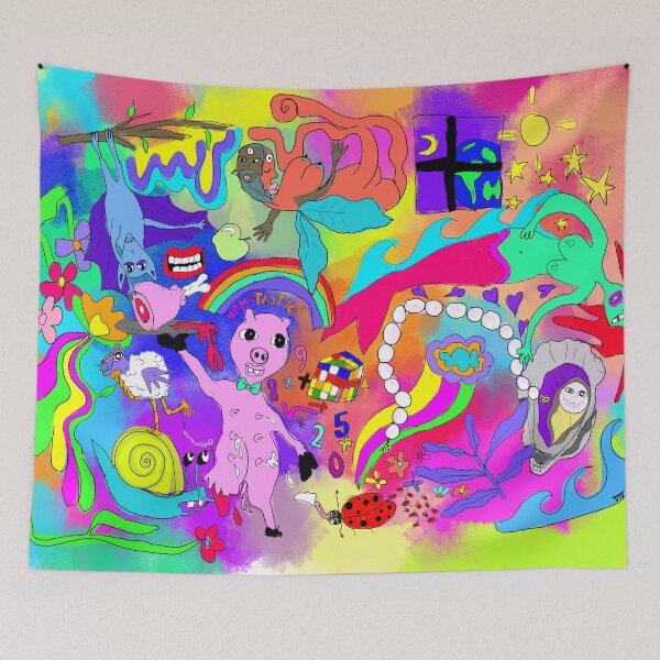 Item preview, 'Snail's Pace' Colorful Funny Cartoon ft. Pig, Oyster, Pearls, Bat + Mermaid designed and sold by Venus-in-Virgo.