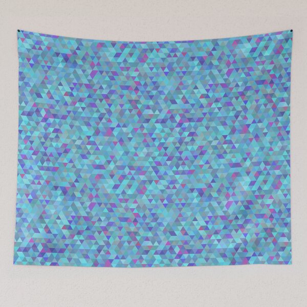Item preview, Blue abstract polygonal pattern with colorful triangles designed and sold by Tae Mi.