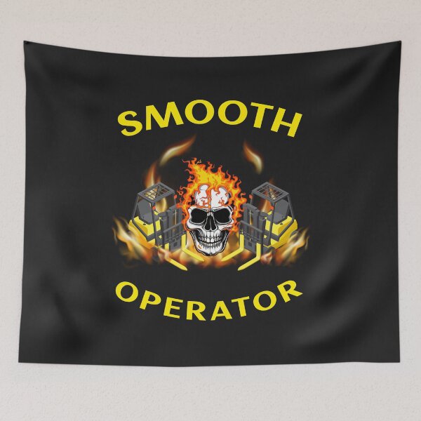 Item preview, Twin Forklift Skull in Flames Forklift Certified Smooth Operator YY designed and sold by TeamsterLife.
