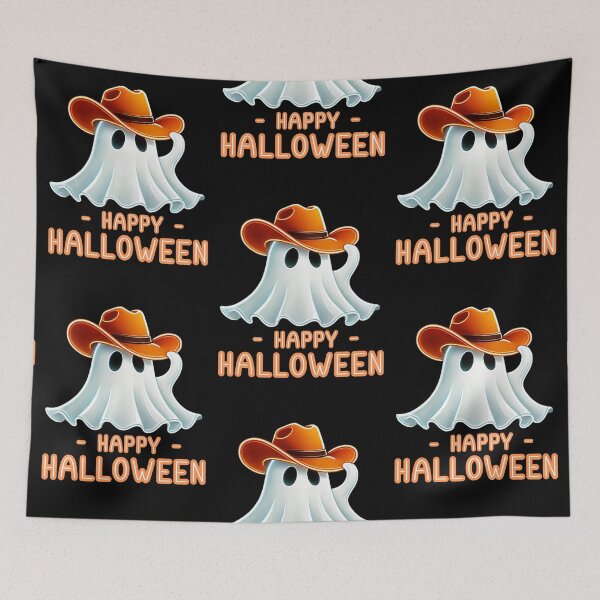 Item preview, Cowboy Ghost Happy Halloween Neon designed and sold by BlankCanvasHaHa.