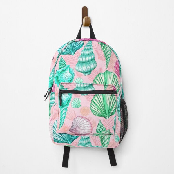 Item preview, Pink and Teal Seashell Pattern, florida shell drawing designed and sold by patterncrow.