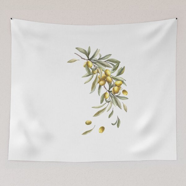 Item preview, Olive tree branch, leaves and fruits berry. watercolor painted sticker designed and sold by BartolArt.
