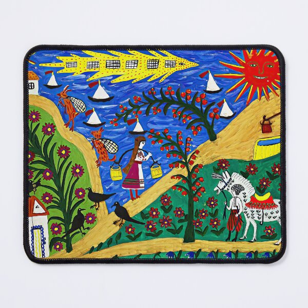 Item preview, Maria Prymachenko, Wait Young Lady, Don’t Go too Fast, Give my Horse a Drink, Марія Приймаченко, Ukrainian Folk Art, Naïve Art Print designed and sold by Artistic Gift Print.