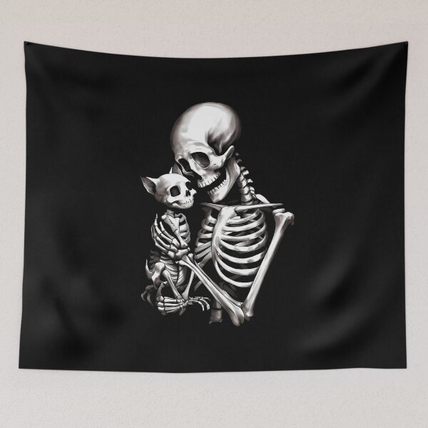 Item preview, Skeleton Holding Cat Skeleton Cat designed and sold by wowwowmeow.
