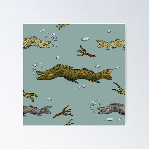 Light blue Lake fish pattern Poster