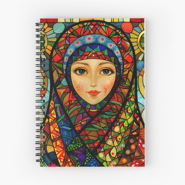 Item preview, Colorful stained glass art of a woman with a headscarf. designed and sold by Artessie.