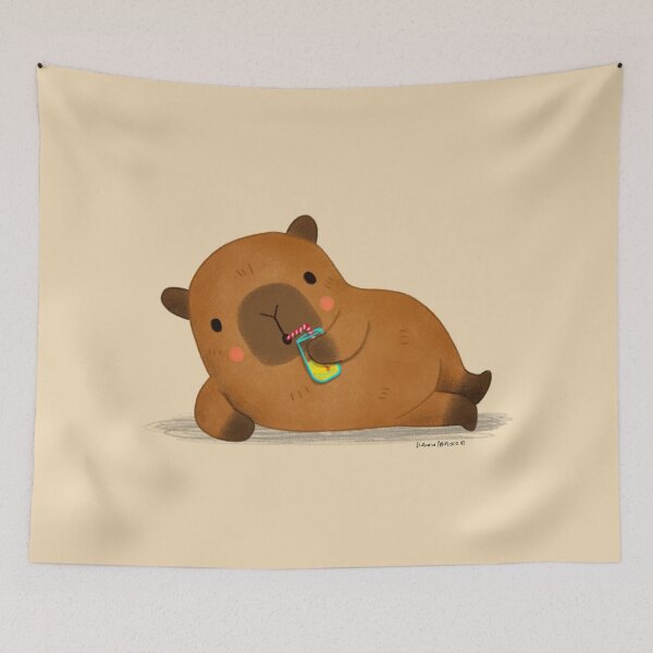 Item preview, Capybara drinking juice designed and sold by julianamotzko.