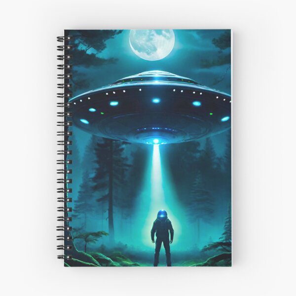 Item preview, Spaceman and UFO Under Moonlight designed and sold by GrizzlyCollective.
