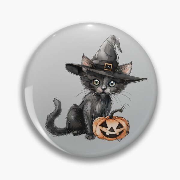 Item preview, Halloween Black cat in witch hat by pumpkin designed and sold by mando24895.