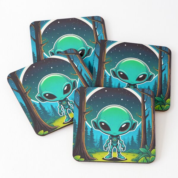 Item preview, Cartoon Alien Adventure in the Forest designed and sold by GrizzlyCollective.