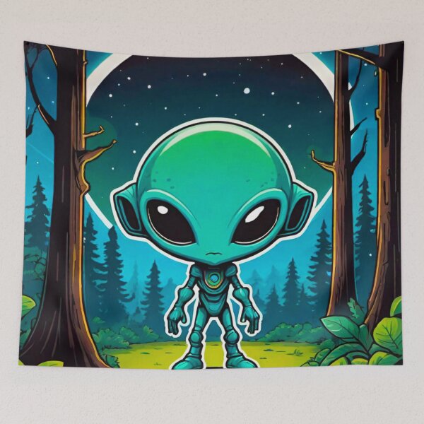 Item preview, Cartoon Alien Adventure in the Forest designed and sold by GrizzlyCollective.