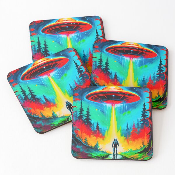Item preview, Mysterious UFO and Spaceman Scene designed and sold by GrizzlyCollective.
