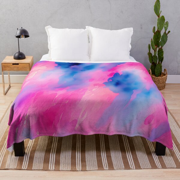 Artikelvorschau, Abstraktes Aquarellmuster in Pink und Hellblau für maximalistisches, eklektisches Dekor entworfen und verkauft von kathrynchill.
