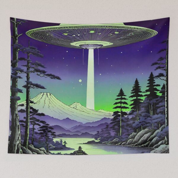 Item preview, Mysterious UFO Above the Mountains designed and sold by GrizzlyCollective.