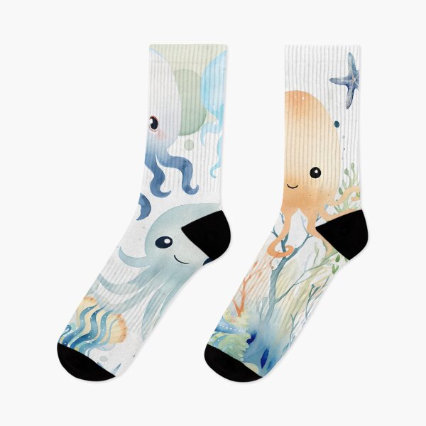 Item preview, Cute watercolor octopus in sea pastel colors designed and sold by Inktown.