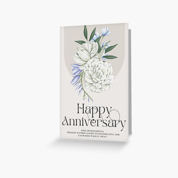 Item preview, Elegant White and Blue Floral Anniversary Card designed and sold by CreativeDynamix.
