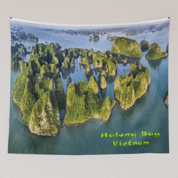 Item preview, Halong Bay Vietnam Mountain Islands Travel and Tourism Advertising Print designed and sold by posterbobs.