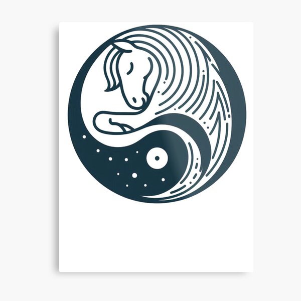 Aperçu de l'œuvre Méditation Cheval Yin et Yang Zen Namaste créée et vendue par silklotus.