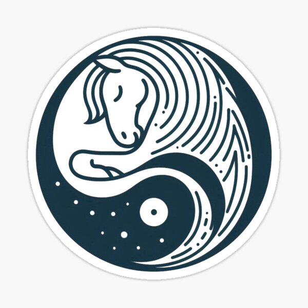 Aperçu de l'œuvre Méditation Cheval Yin et Yang Zen Namaste créée et vendue par silklotus.