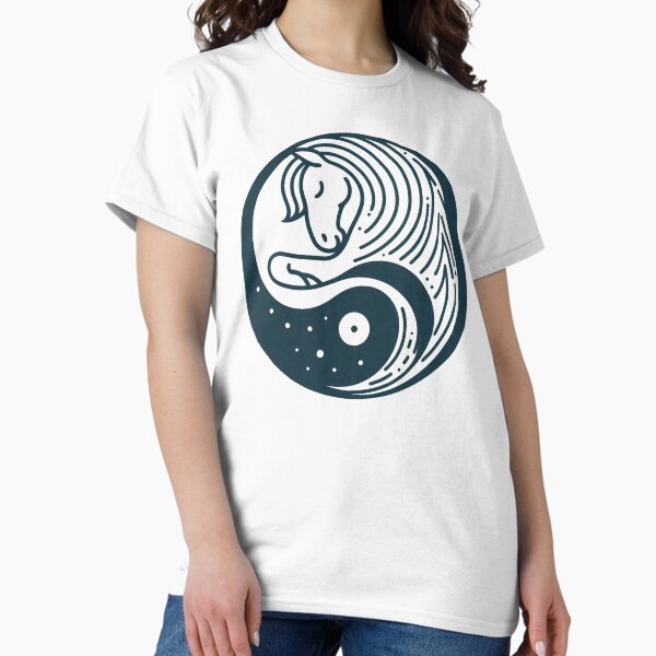 Aperçu de l'œuvre Méditation Cheval Yin et Yang Zen Namaste créée et vendue par silklotus.