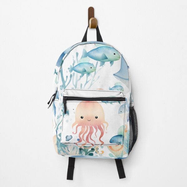 Item preview, Cute watercolor dolphin fish in sea pastel colors designed and sold by Inktown.