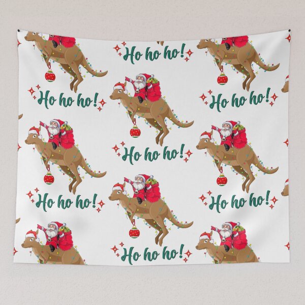 Item preview,  Extra festive Kangaroo, Santa Riding kangaroo ho ho ho  Xmas Aussie Christmas Australia Men women kids  designed and sold by Taylor  ART.