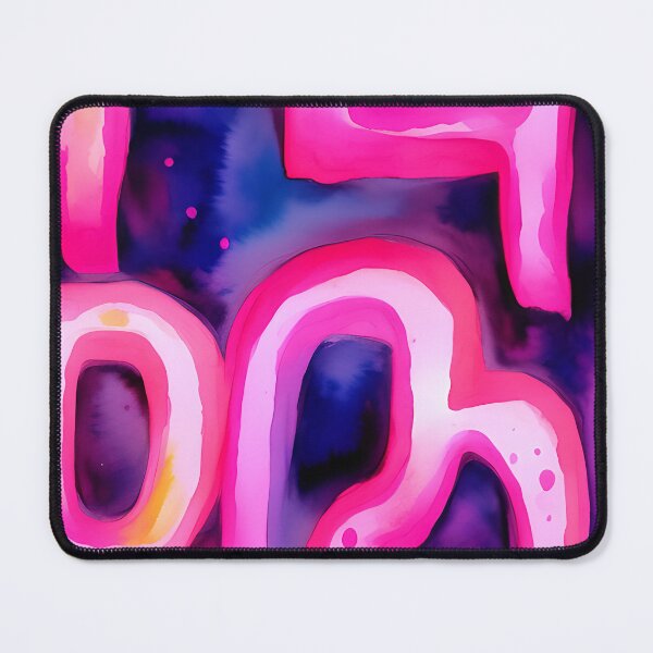 Item preview, A graffiti inspired abstract painting pattern with hot pink elements on a blue background designed and sold by kathrynchill.