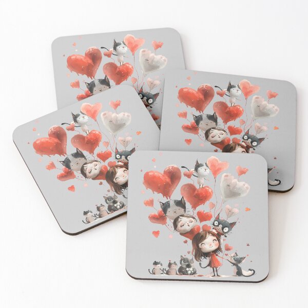 Item preview, Love Design Cartoon cat with heart balloons very playful mood designed and sold by mando24895.