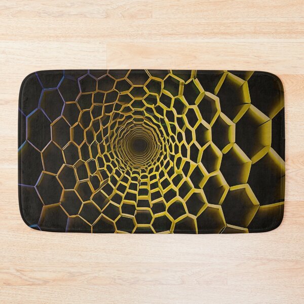 Item preview, HEXAGRID v2- A techy vortex design with yellow and blue hexagons designed and sold by Atmosferica.