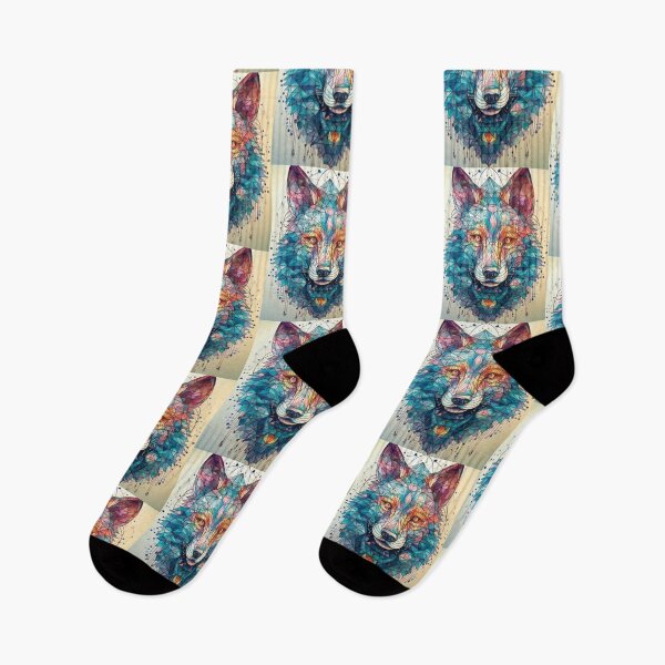 Item preview, Geometric wolf in multicolour, Geometric patterns and shapes designed and sold by navitalidesign.